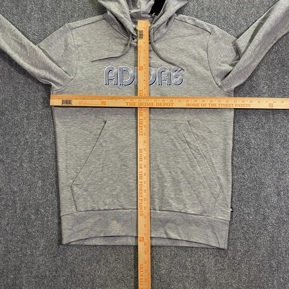 Adidas 3D Retro 70s Striped Logo Hoodie Adult L Gray Spell Out Disco Groovy NWT